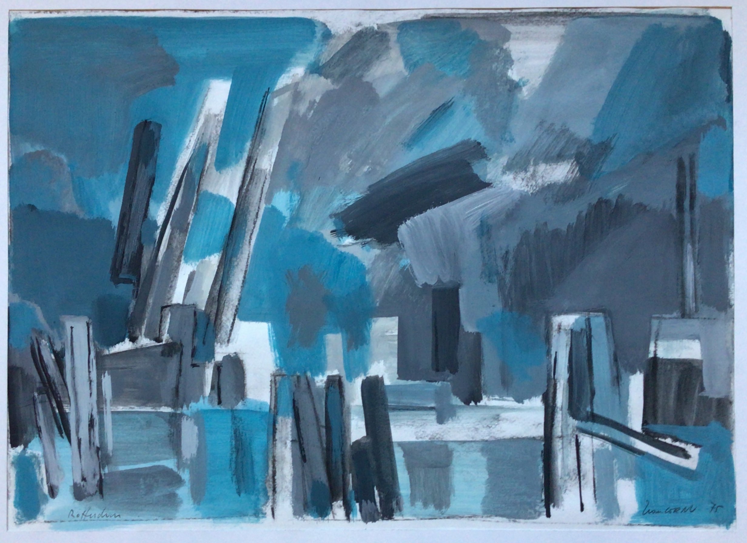 Rotterdam 1975 – Fusain, Gouache, Papier, 45.5x62 cm
