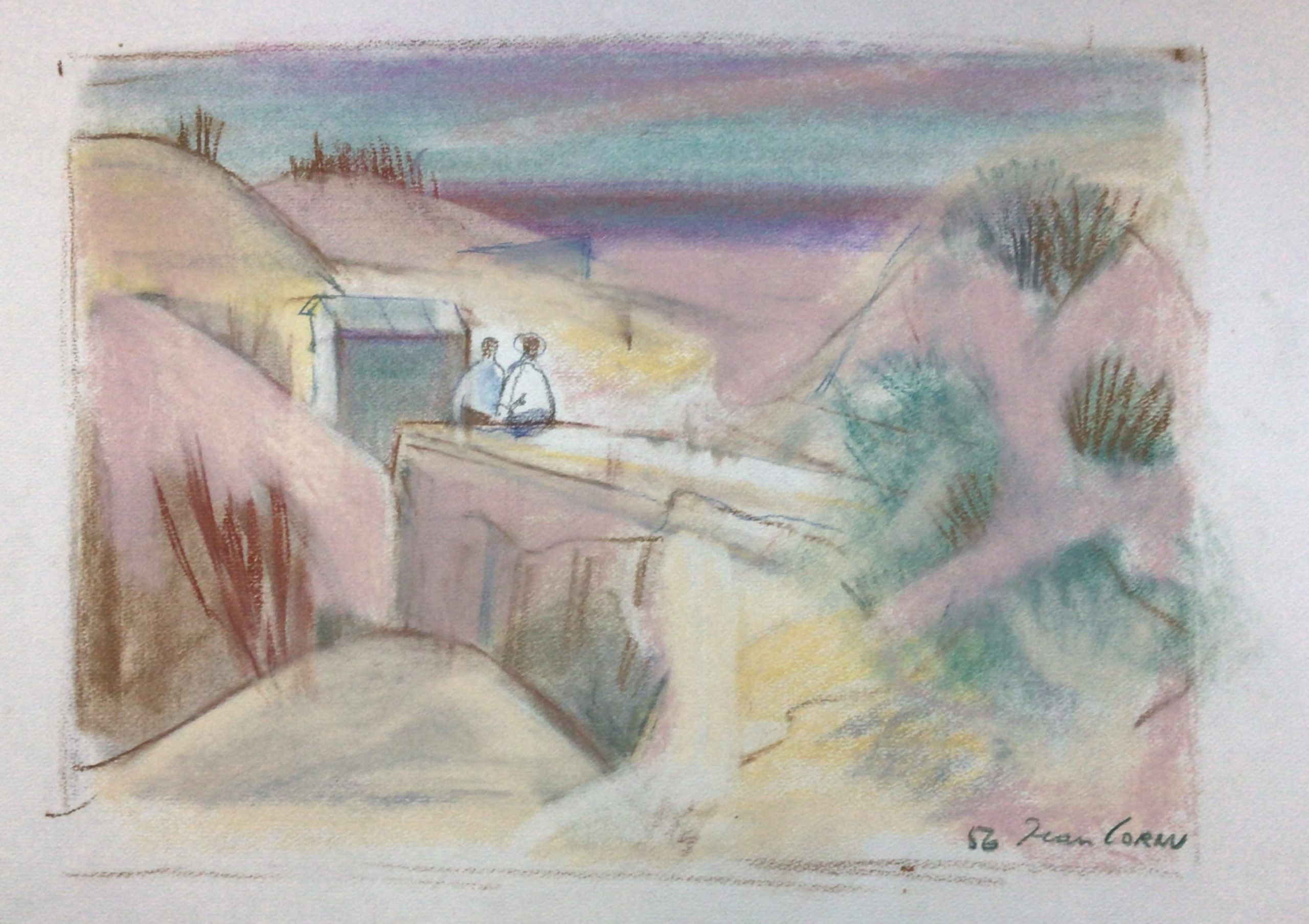 <i>Paysage de dunes</i> 1956 – Papier, Pastel, 48x63.5 cm