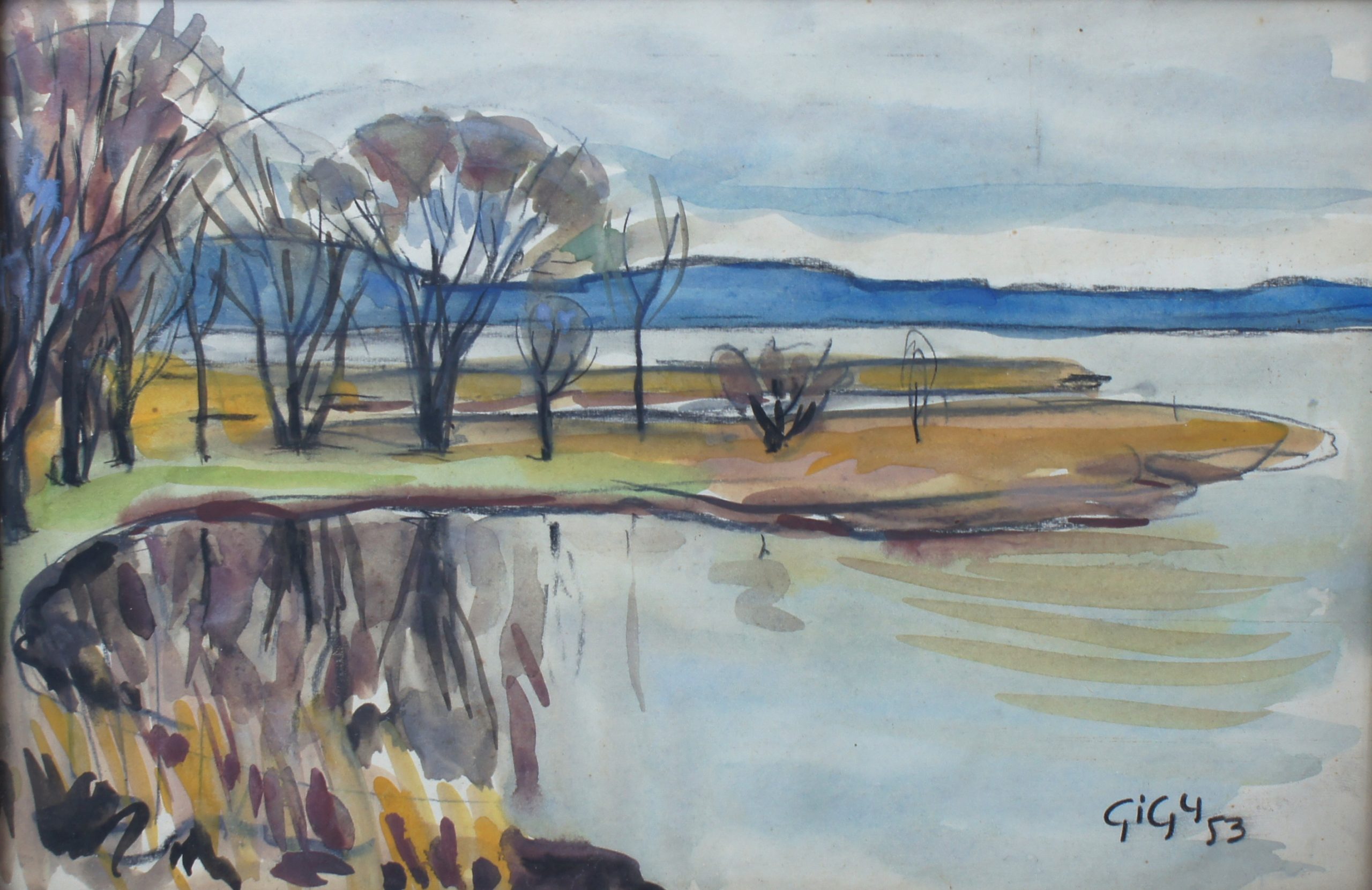 <i>Bord de lac</i> 1953 – Aquarelle, 23x35 cm