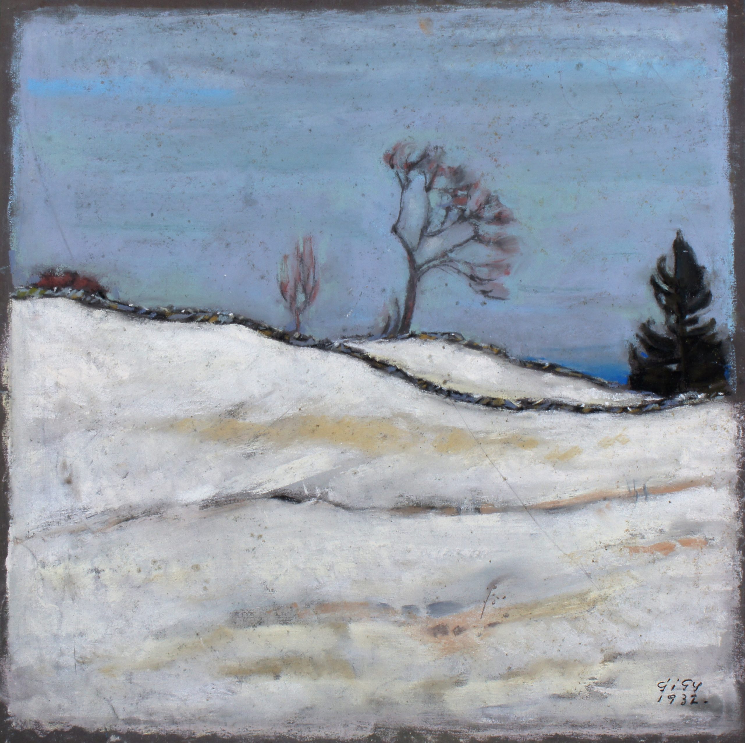 <i>Paysage jurassien en hiver</i> 1932 – Pastel, 44x44 cm