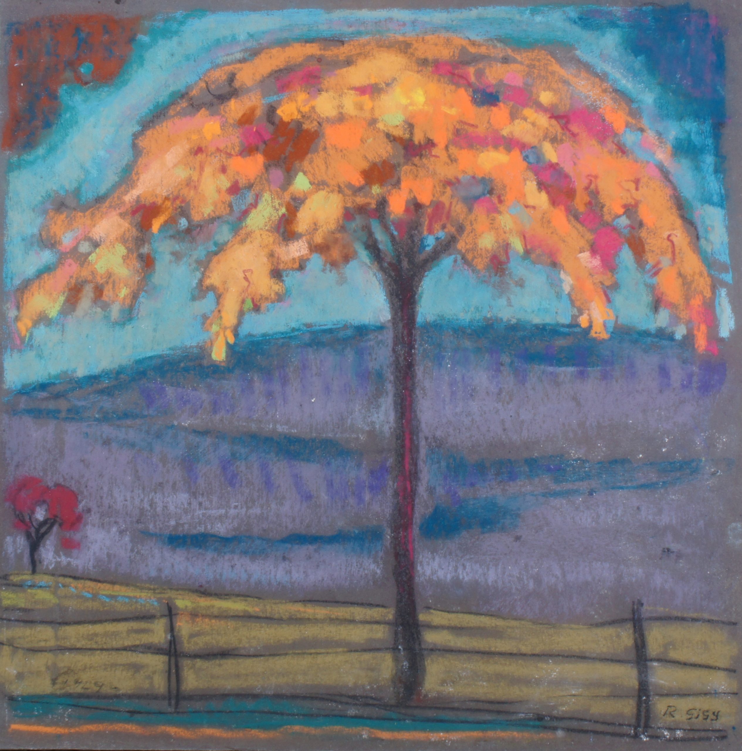 <i>Arbre en automne</i> 1929 – Pastel, 43x43 cm