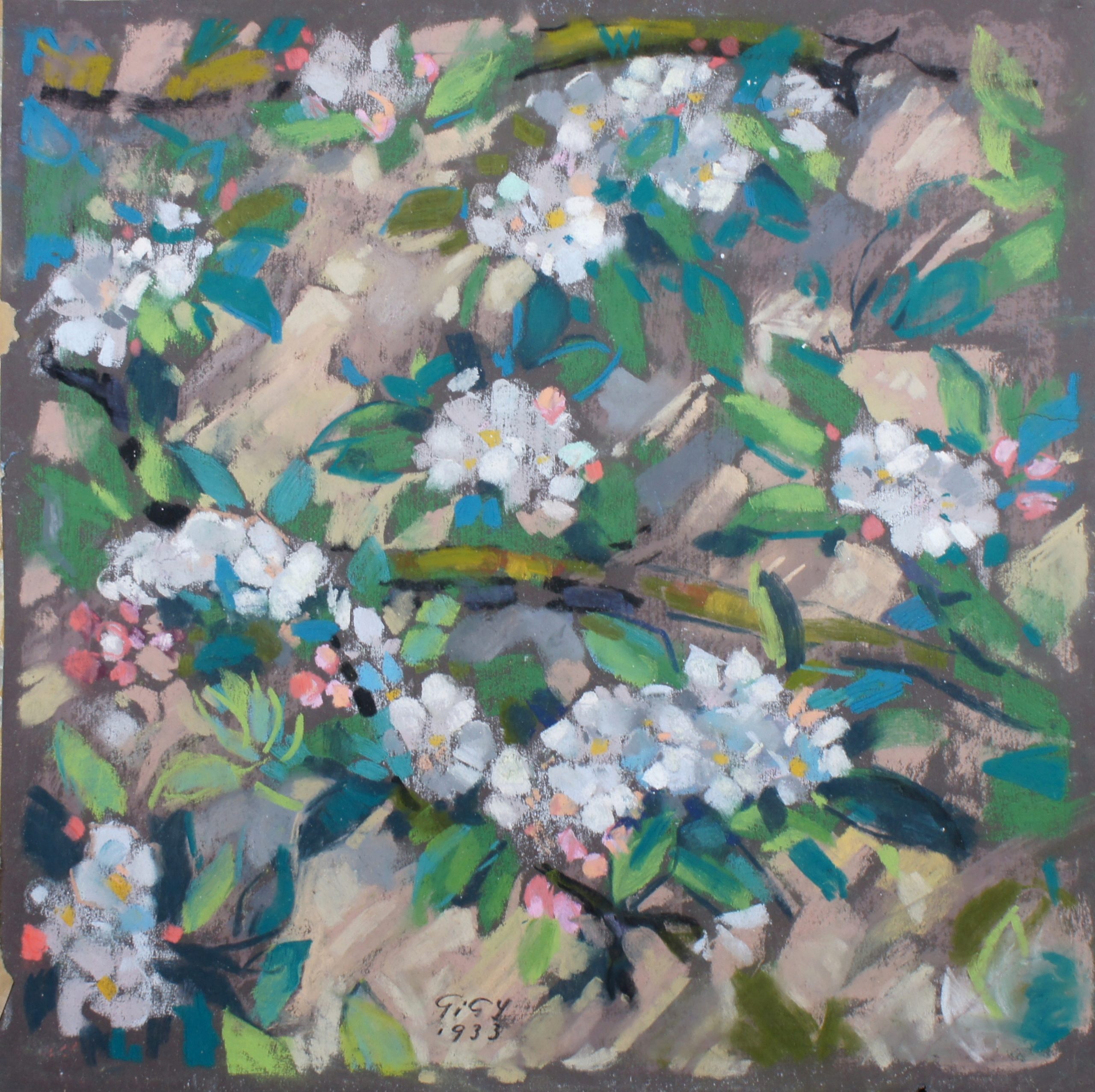 <i>Cerisier en fleur</i> 1933 – Pastel, 43.5x43.5 cm