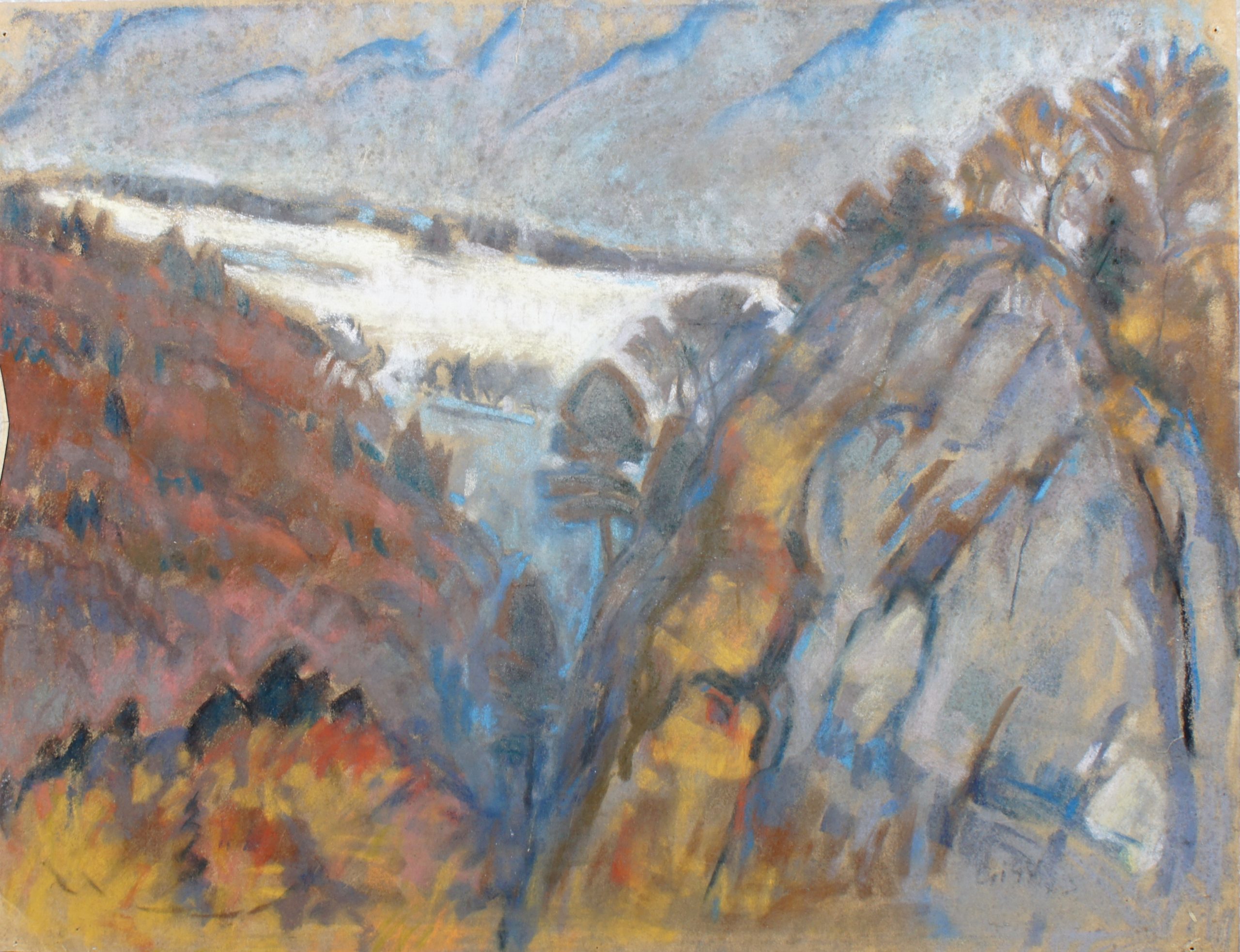 <i>Paysage montagneux</i> 1943 – Pastel, 50x65 cm