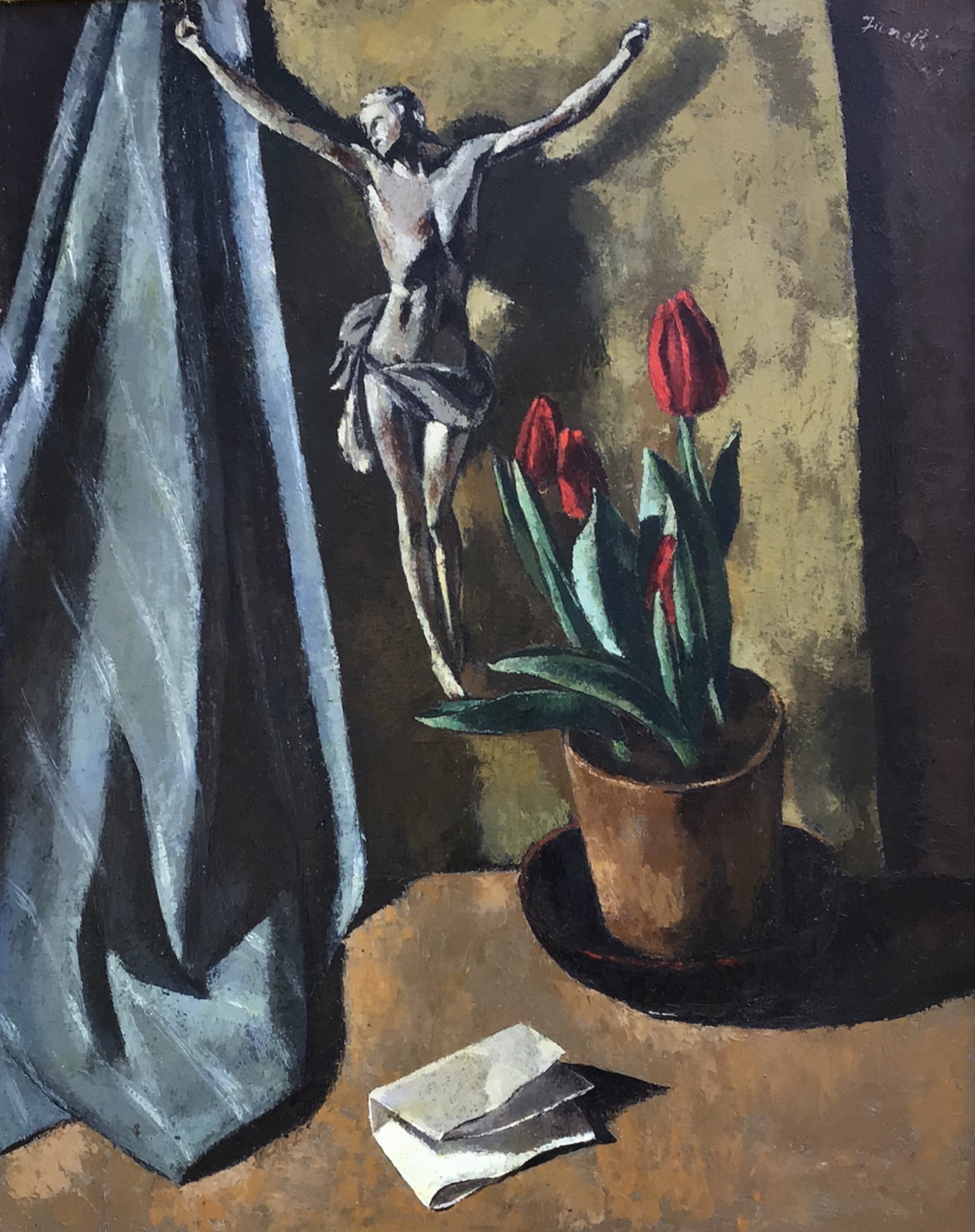 Le Christ aux tulipes 1943 – Huile, Marouflé/ée, Toile, 79x65 cm