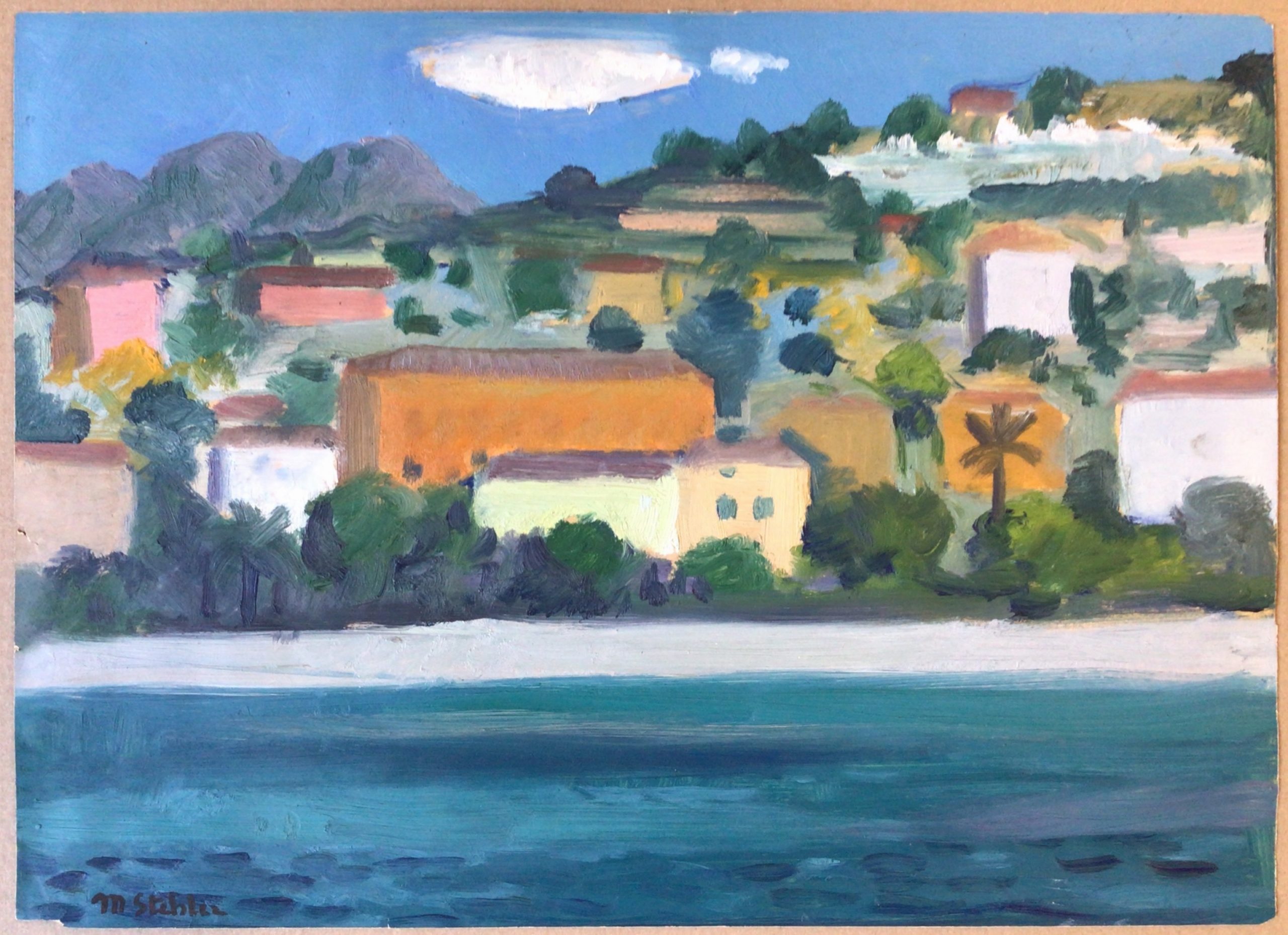 Paysage  – Huile, Papier, 45,5x33 cm