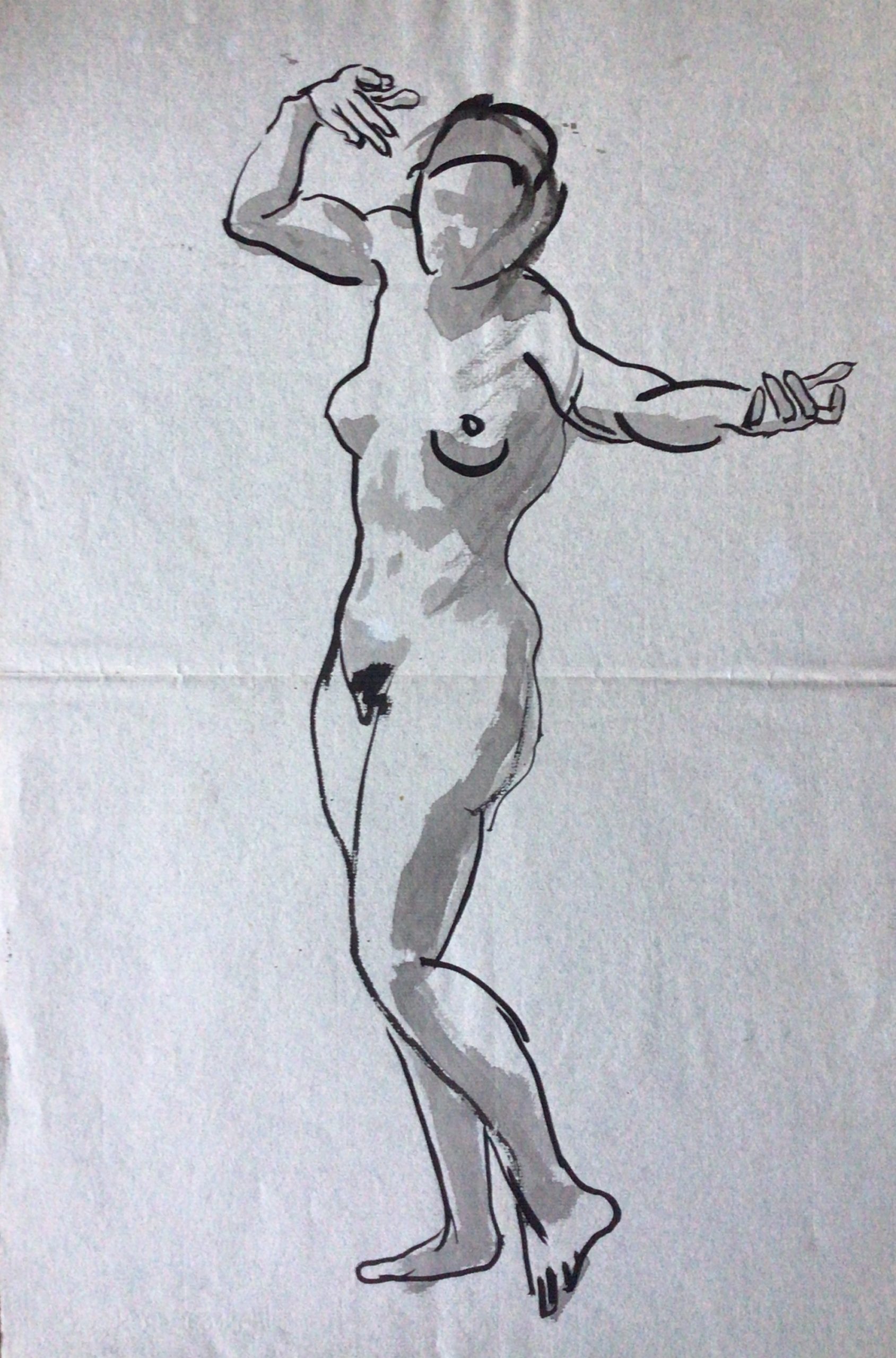 <i>Nu en mouvement</i> Vers 1930 – Feutre, Gouache, 48 x 31 cm