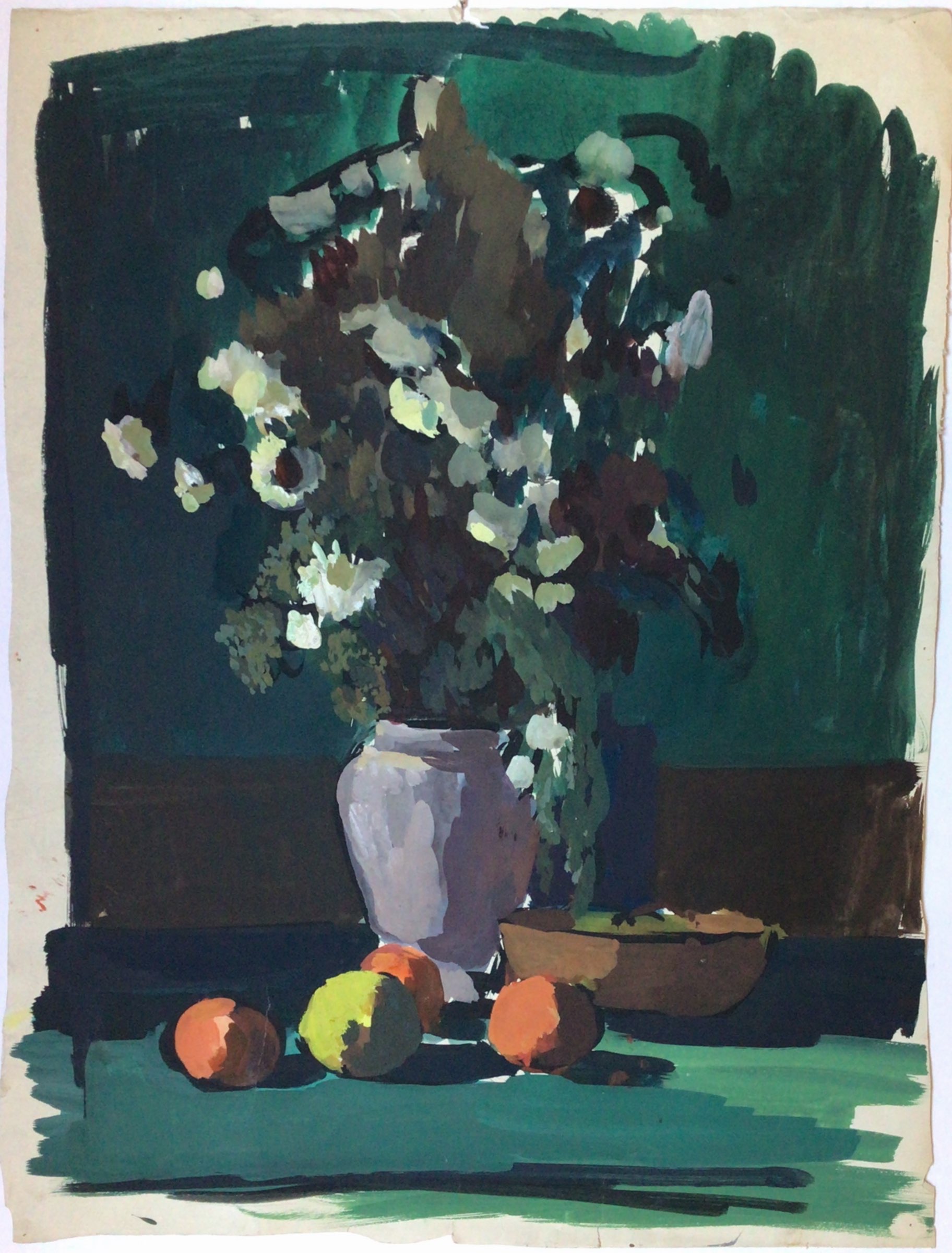 <i>Nature morte avec un grand bouquet de fleur</i>  – Gouache, Papier, 63x49 cm