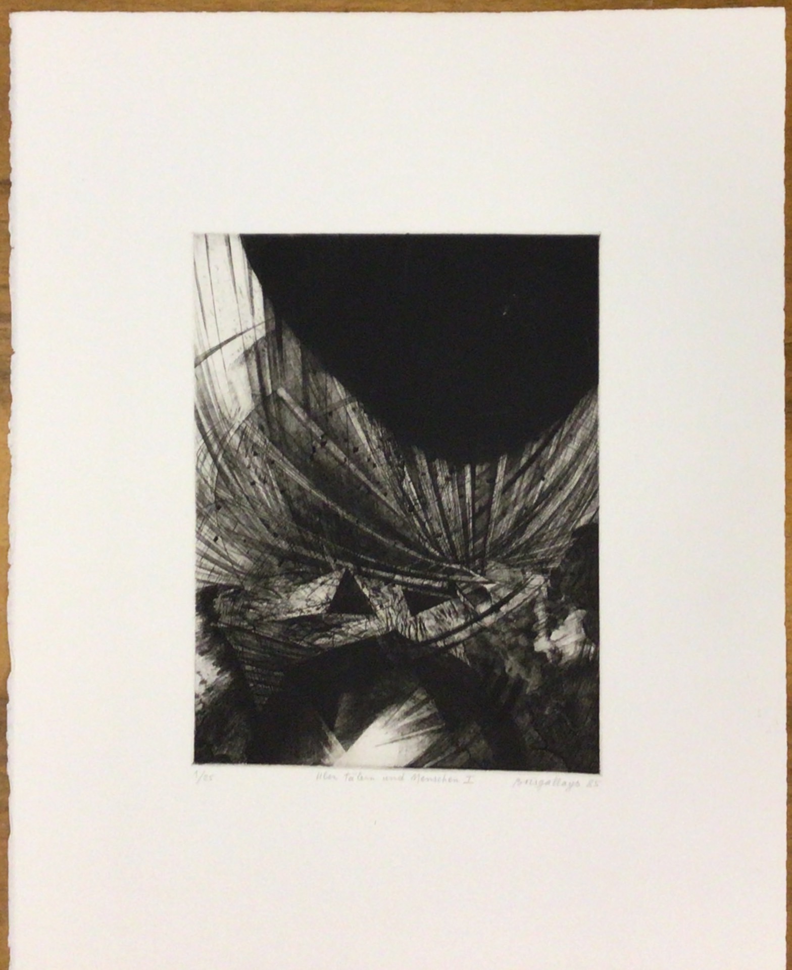 Über Tälern und Menschen I 1985 – Aquatinte, Eau forte, Papier, 50x39 cm