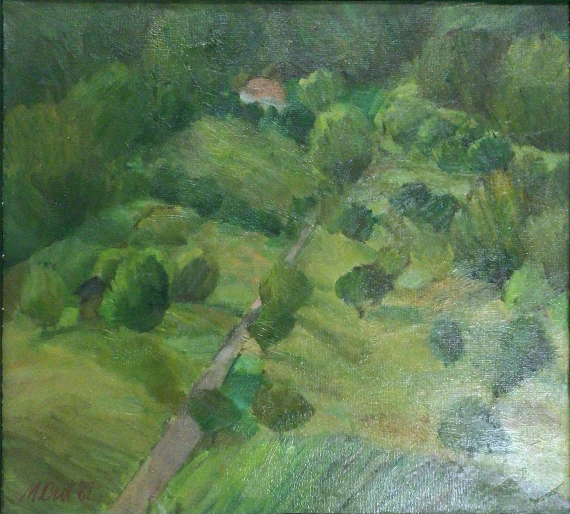 <i>Campagne verdoyante</i>  – Carton, Huile, 26,5 x 39,5 cm cm