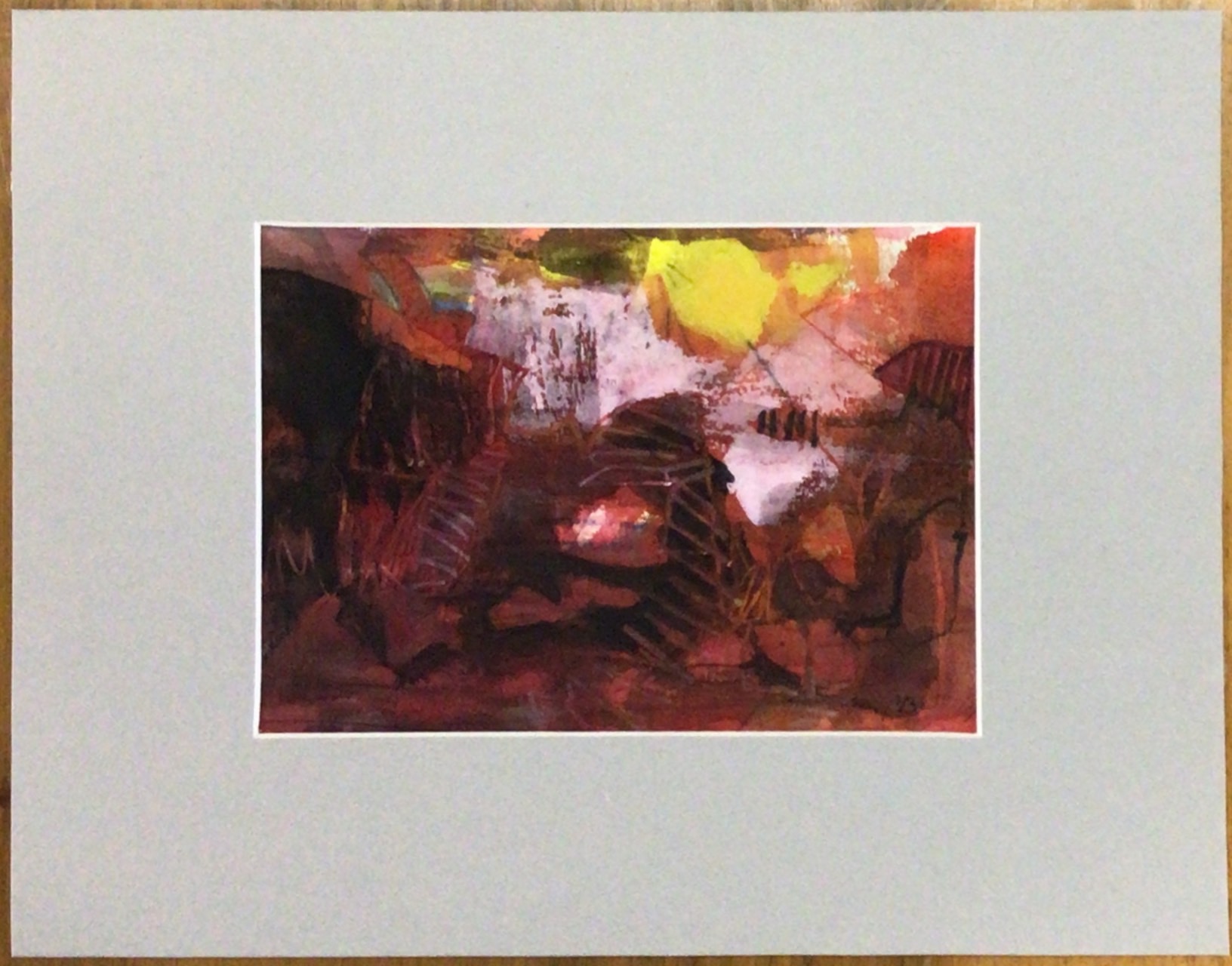 <i>Composition rouge</i> 1995 – Crayon, Gouache, Papier, 16.5x25.5 cm