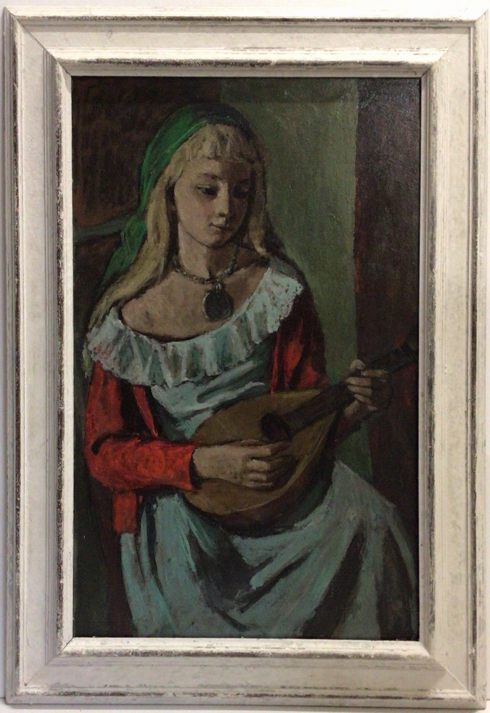 Marianne à la mandoline 1959 – Huile, Panneau, 78x50.5 cm