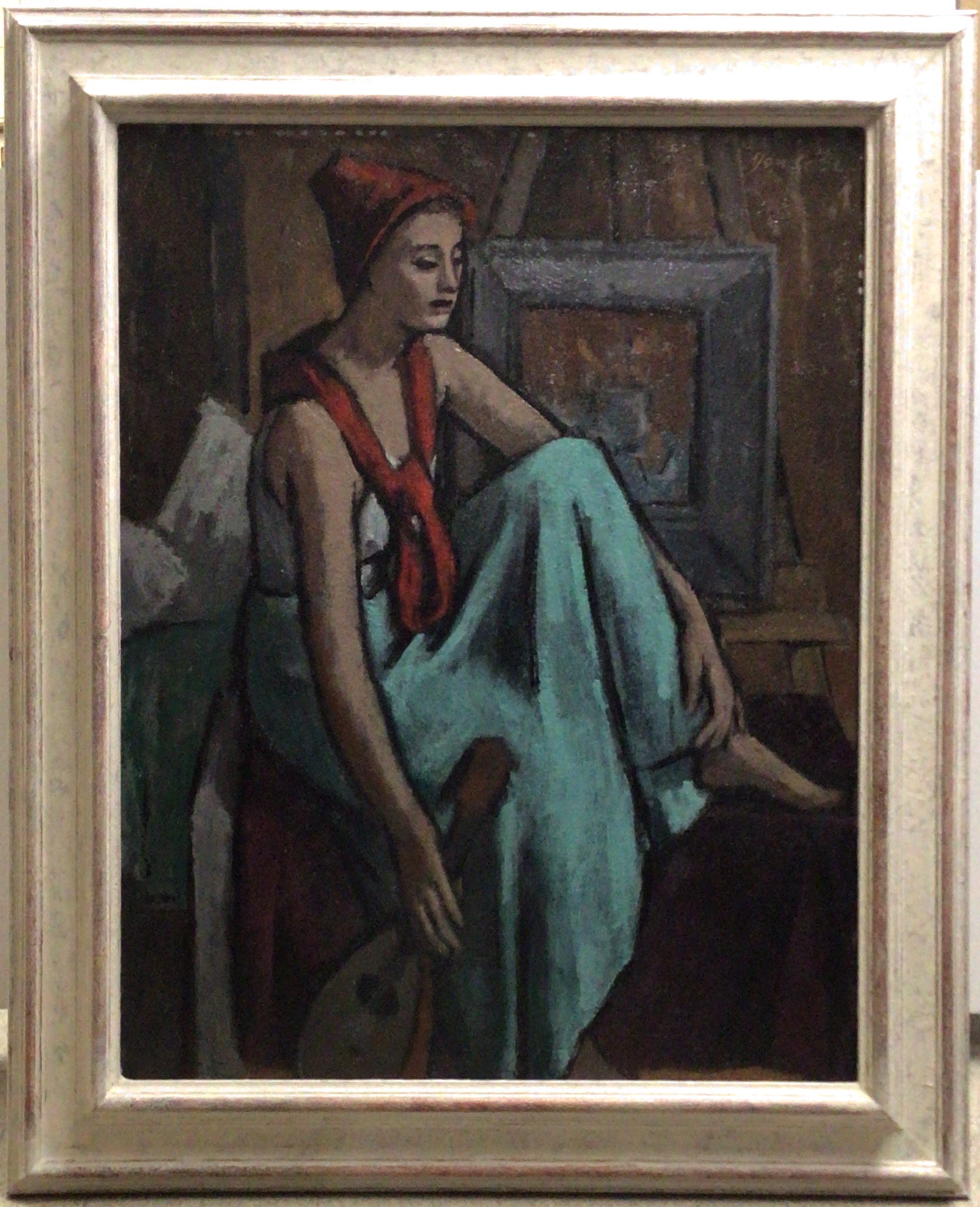 Musicienne à l’atelier 1956 – Huile, Panneau, 80.5x65 cm