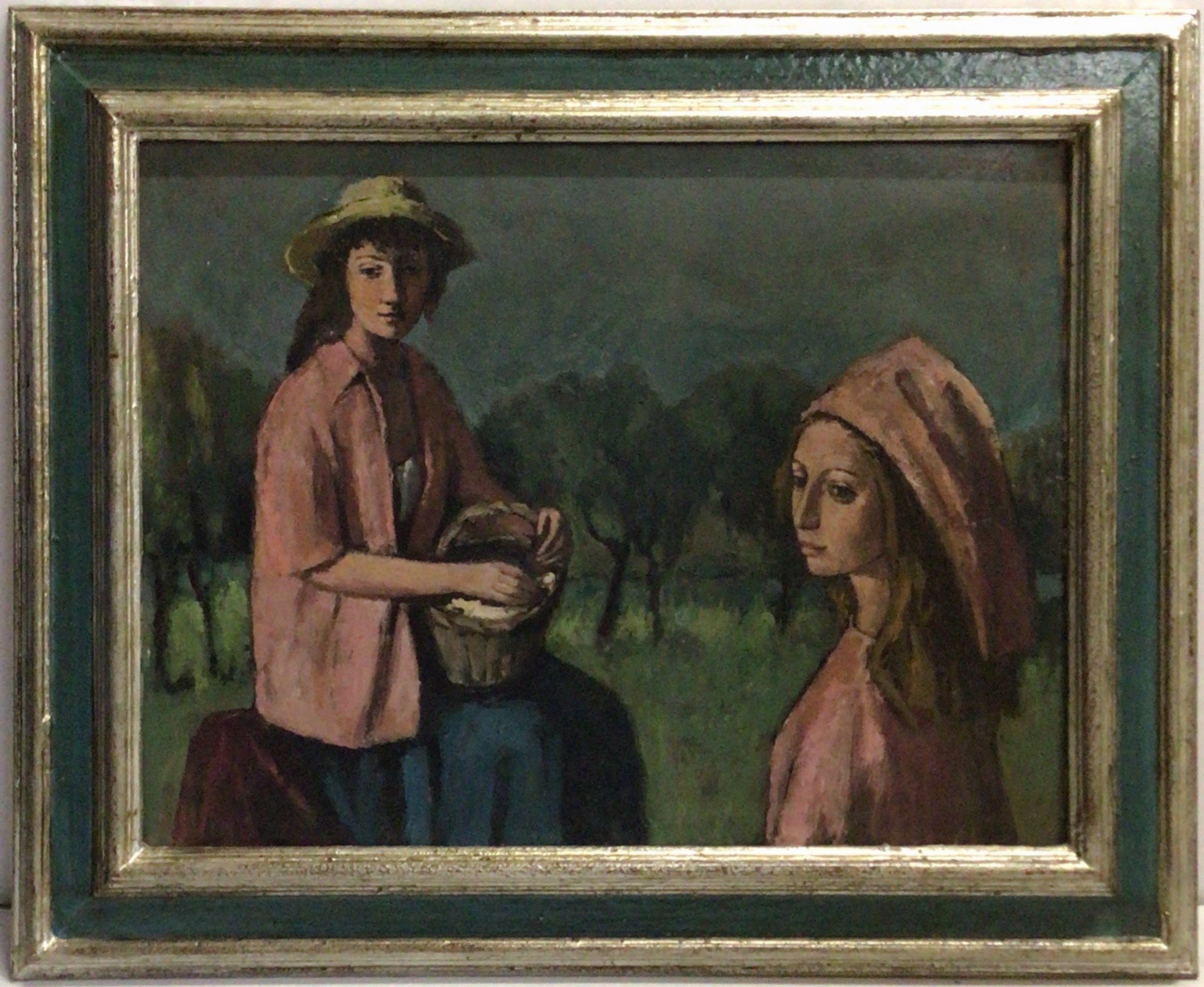 Filles au jardin 1988 – Huile, Panneau, 52.5x69 cm