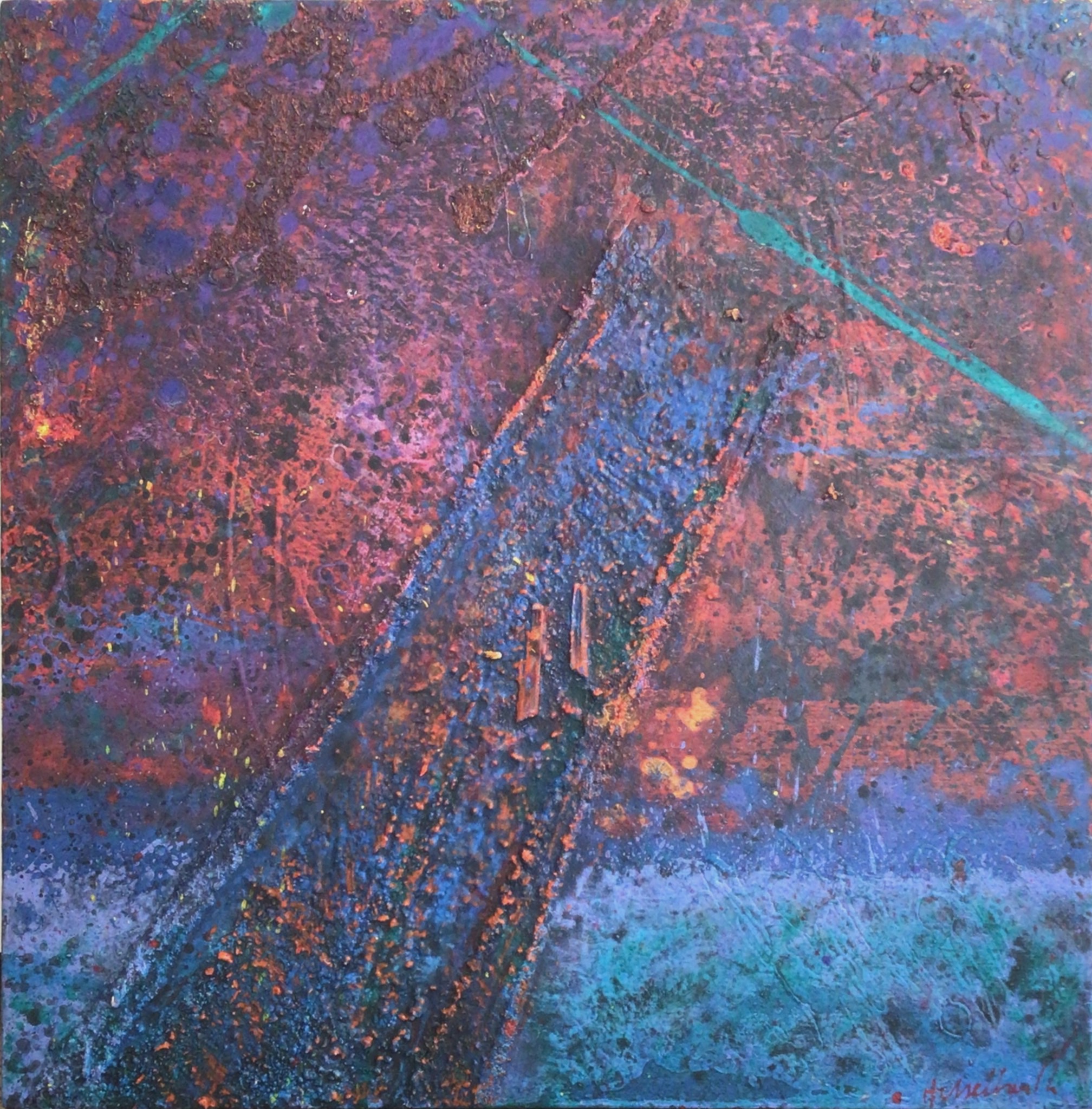 L’échelle de Jacob 1981 – Acrylique, Bois, 50x50 cm