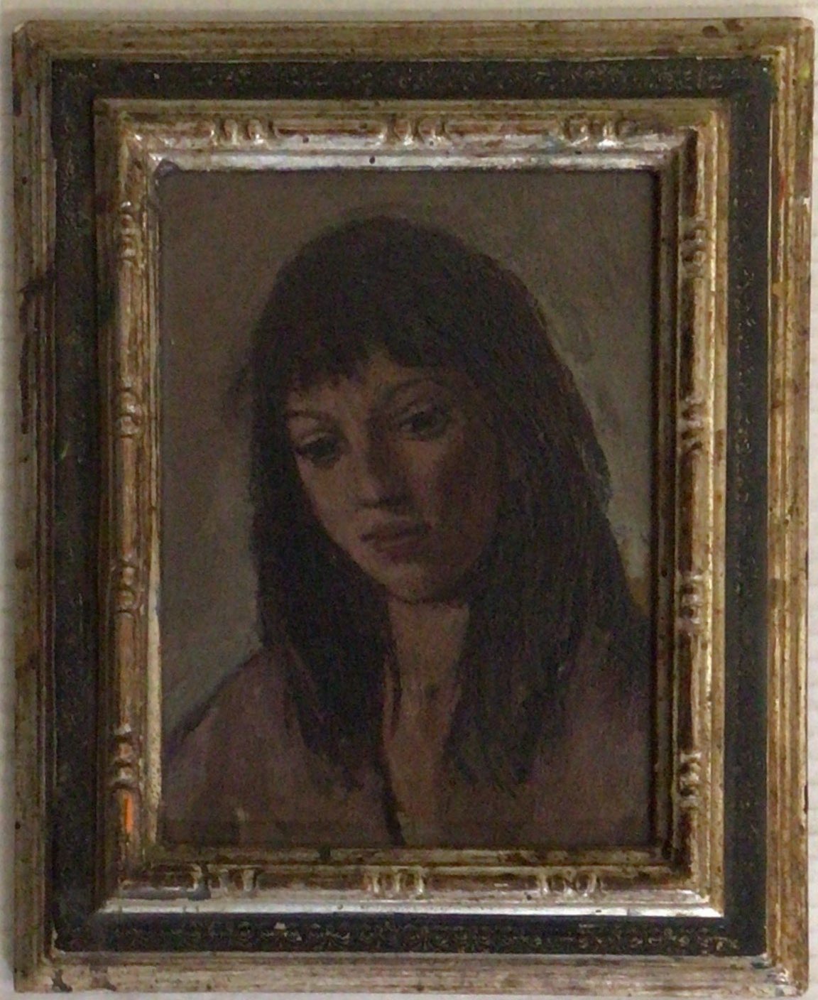 <i>Portrait de jeune femme à la frange </i>  – Huile, Panneau, 18x13 cm