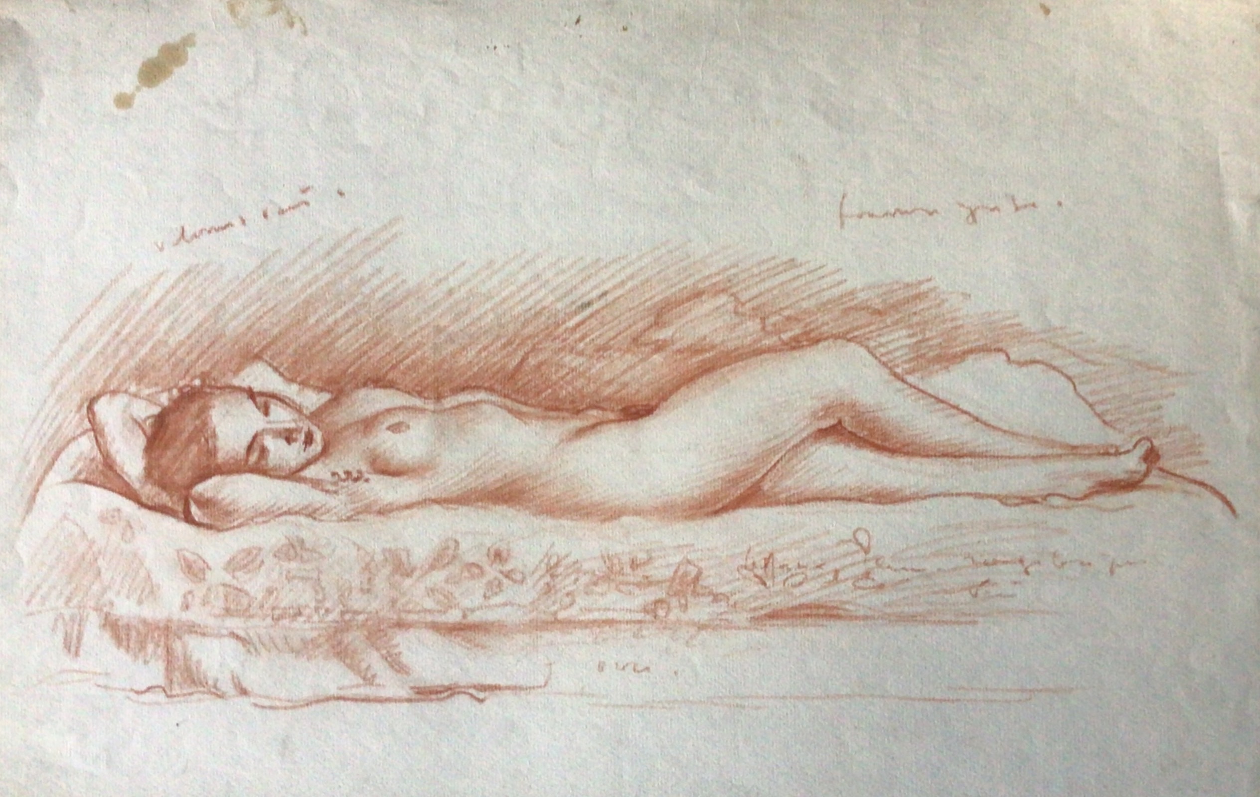 <i>Nu couleur ocre</i> Vers 1930 – Papier, Sanguine, 32 x 48 cm