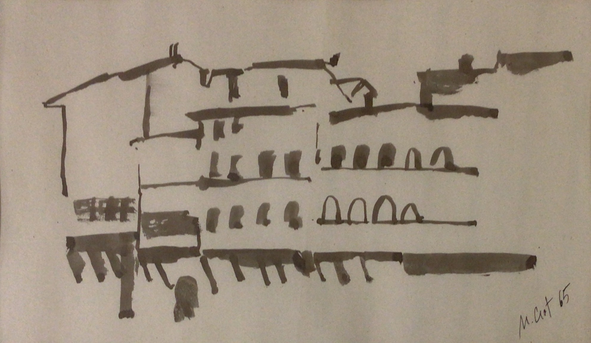 Les maisons d’en face 1965 – Aquarelle, Papier, 16,5 x 28 cm