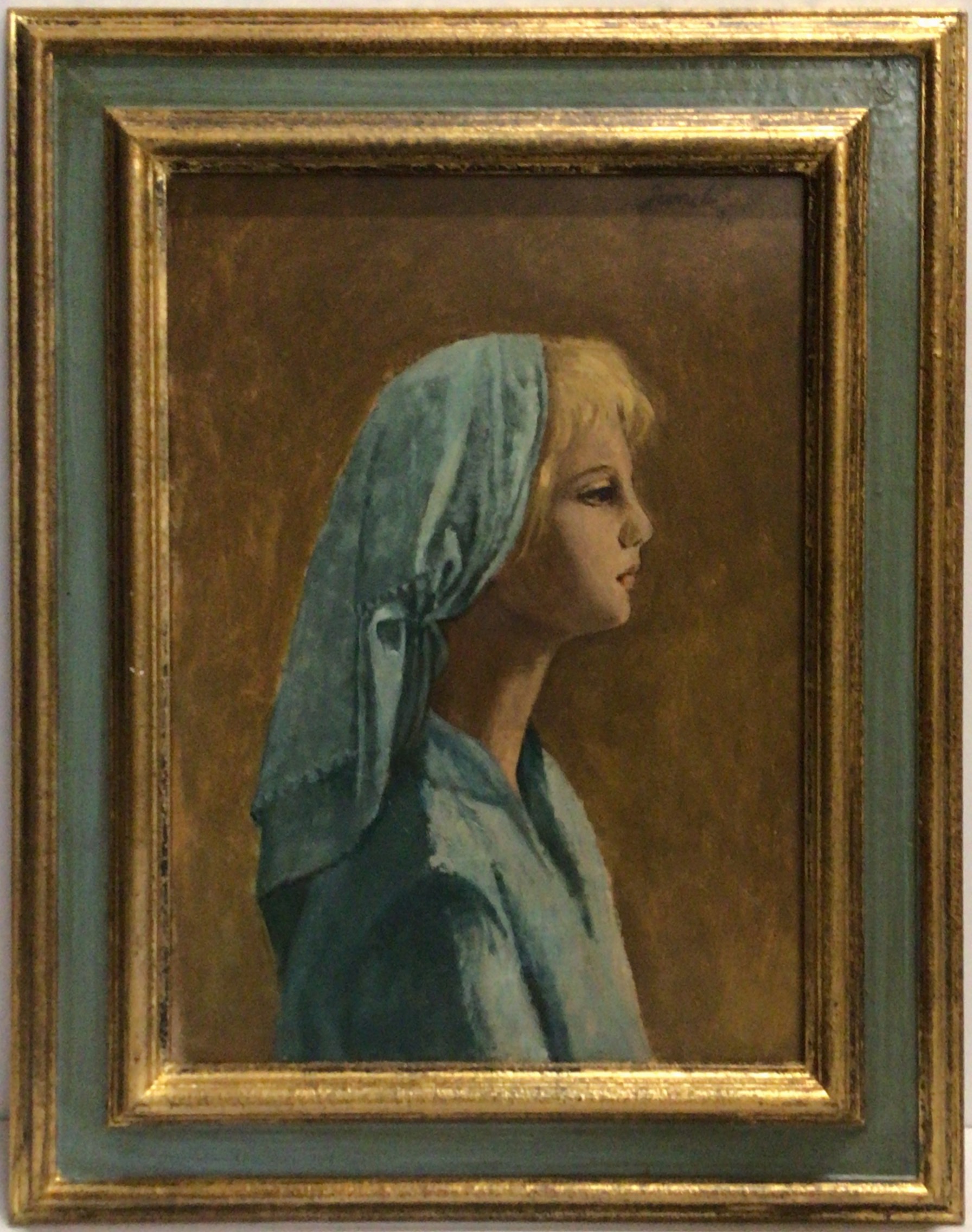 Christine de profil 1994 – Huile, Panneau, 53x39 cm