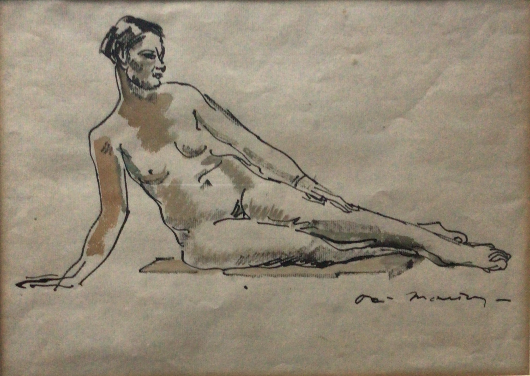 <i>Nu en équilibre </i> Vers 1930 – Encre de chine, Gouache, 23 x 32 cm