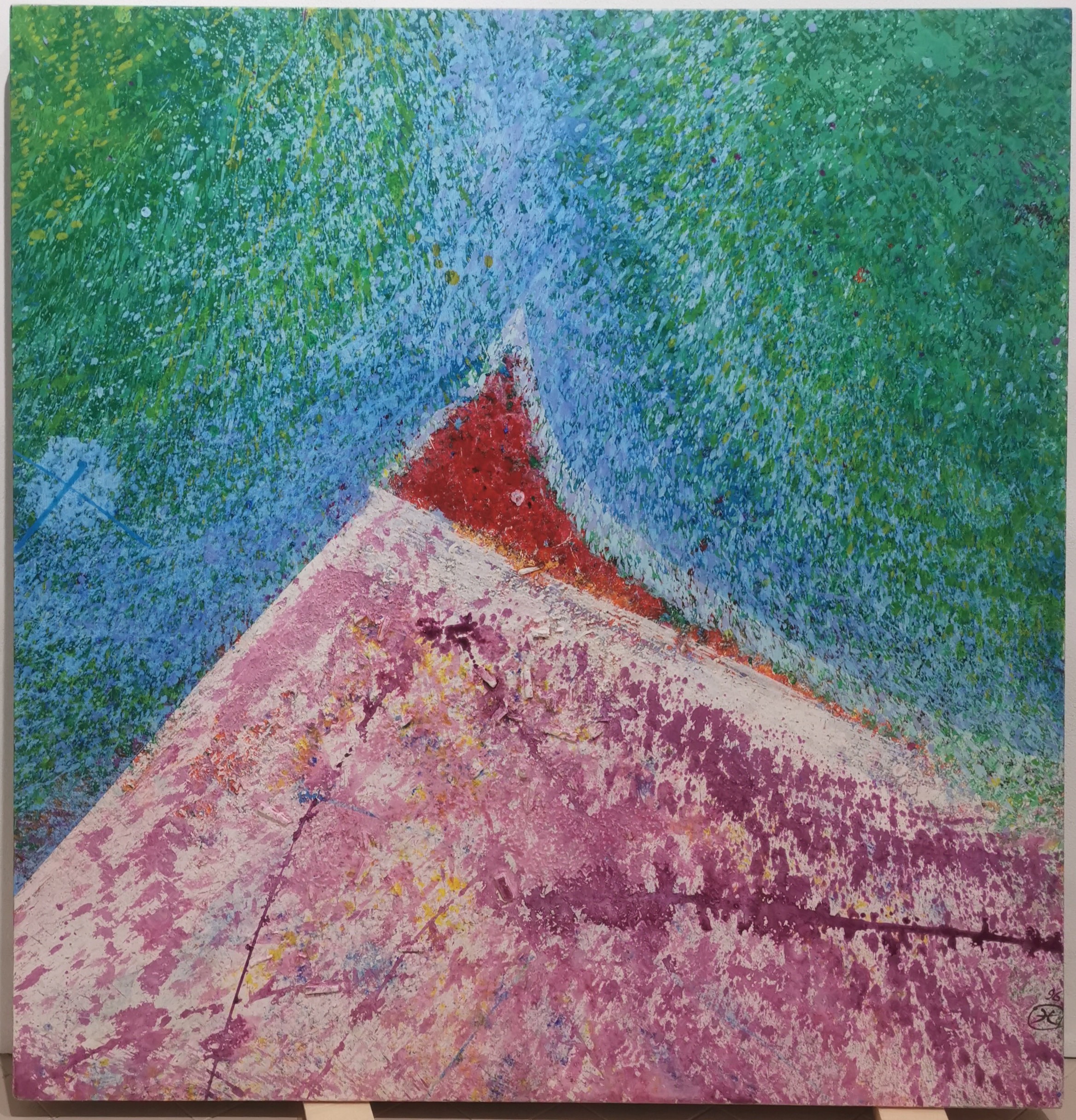 Pyramide penchée 1996 – Acrylique, Bois aggloméré, 100x100 cm