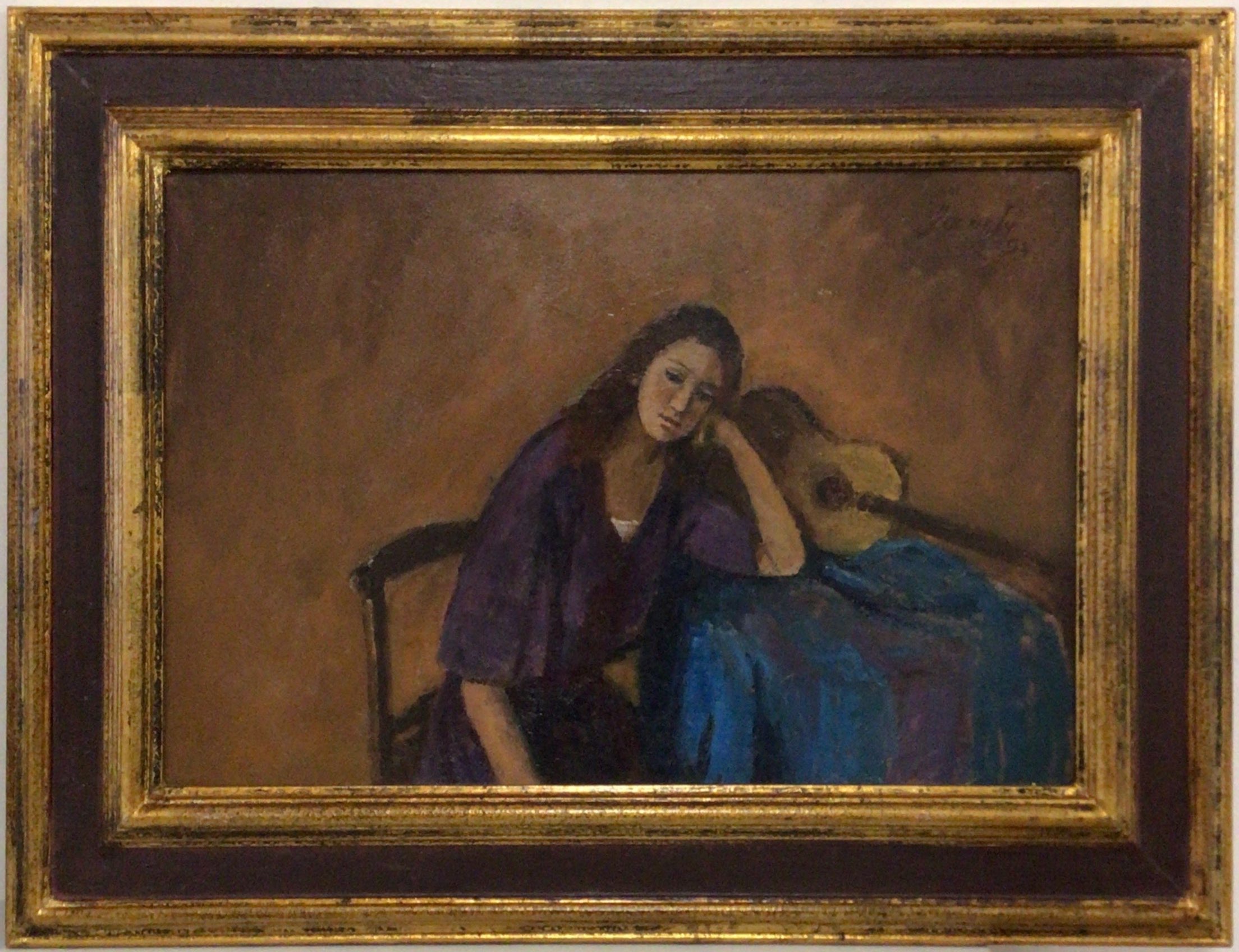 Le repos / La fille à la guitare 1992 – Panneau, 37x55.5 cm