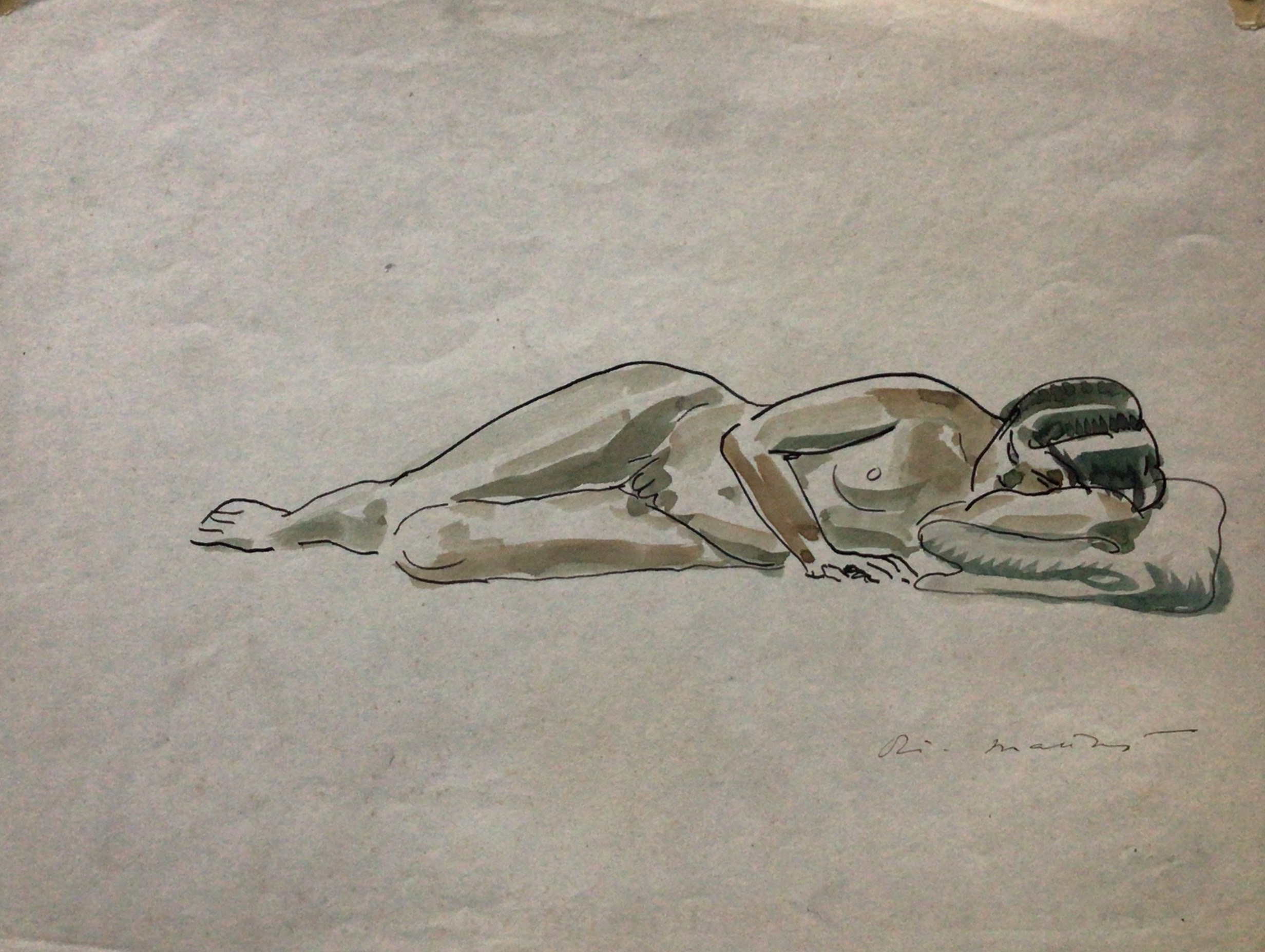 <i>Nu allongé </i> Vers 1930 – Encre de chine, Gouache, 24,5 x 32 cm