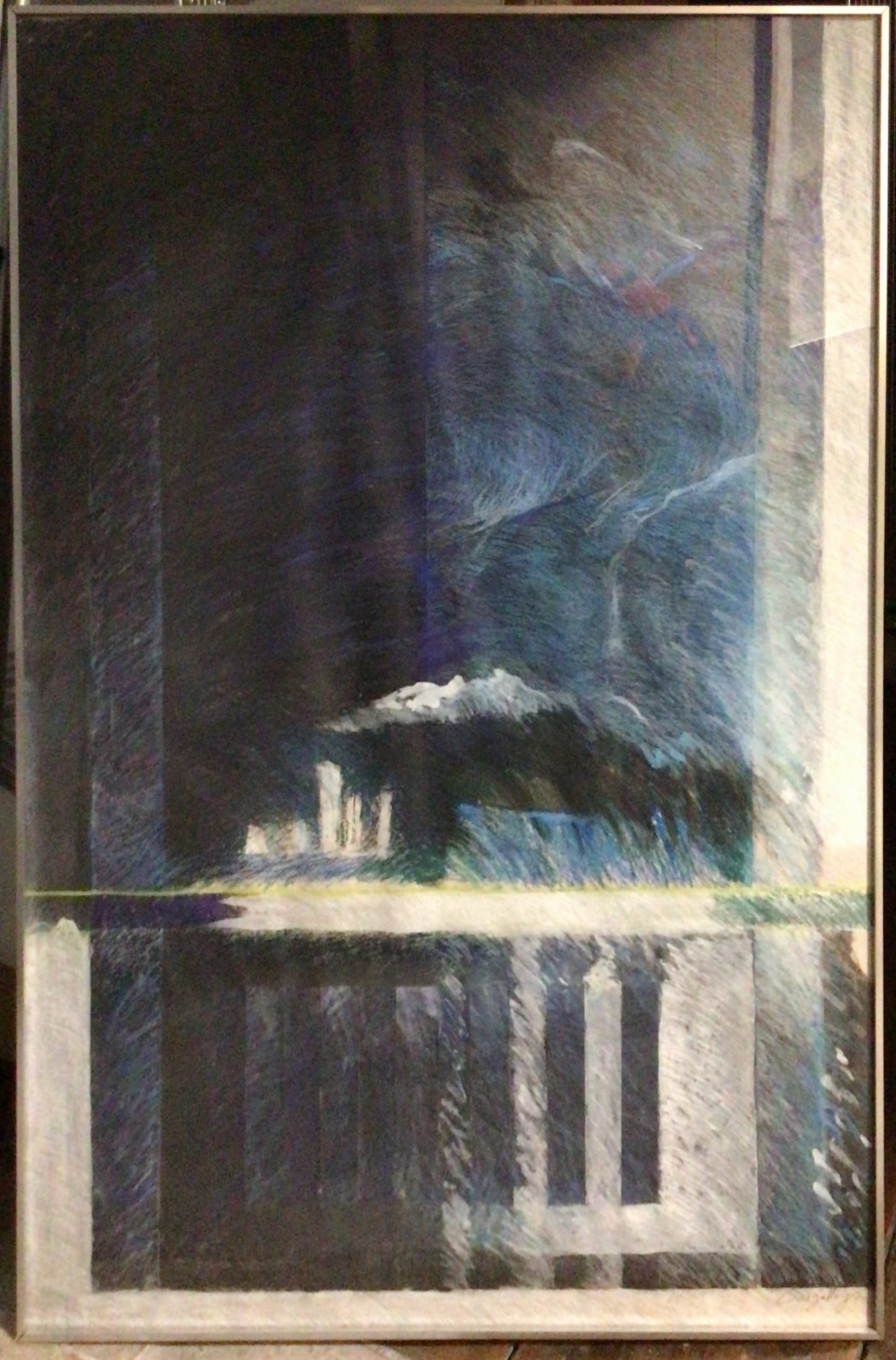 <i>Paysage imaginaire</i>  – Craie grasse, Découpage, Papier, 110x74.5 cm