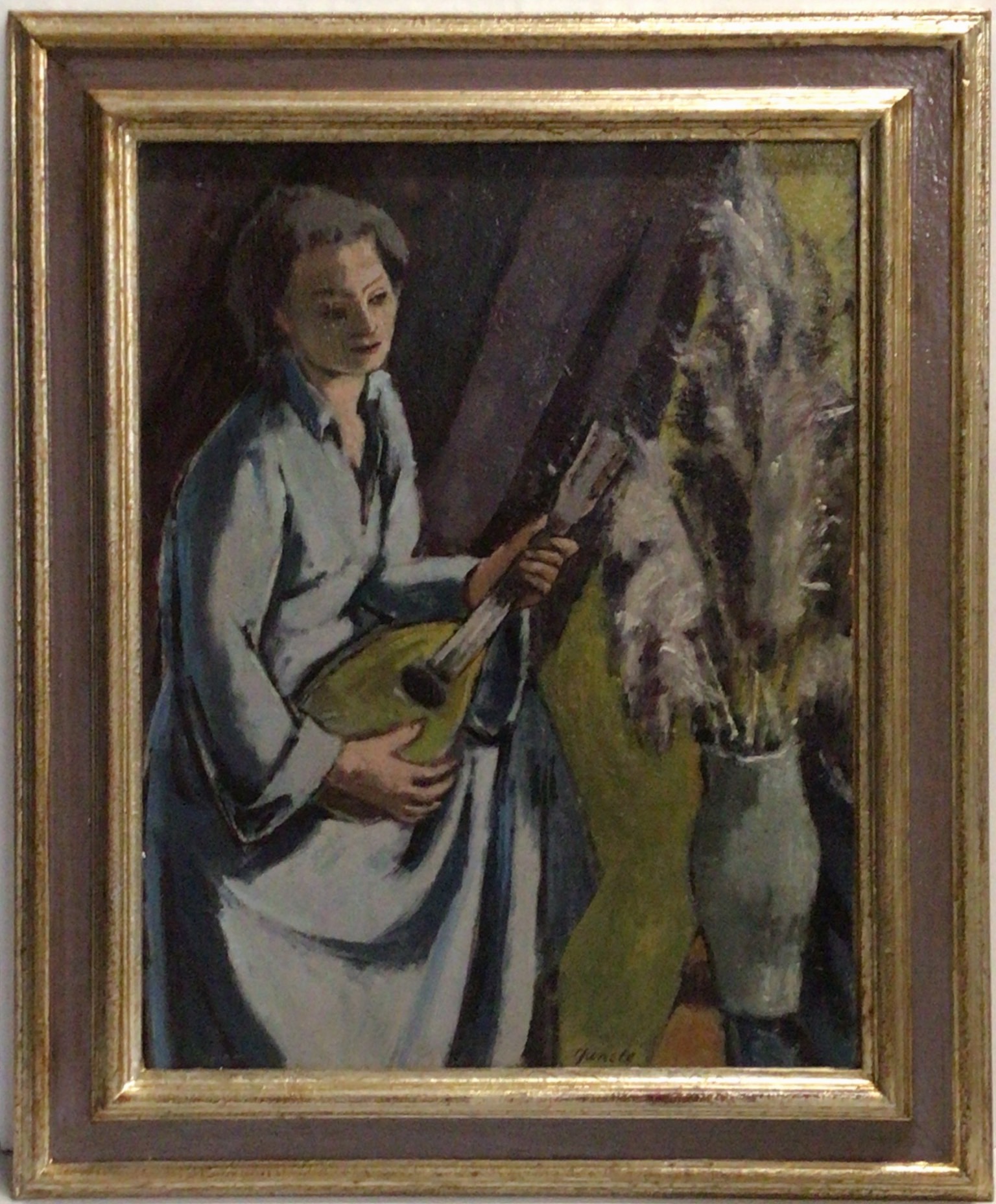 La mandoliniste 1950 – Huile, Panneau, 68.5x53.5 cm