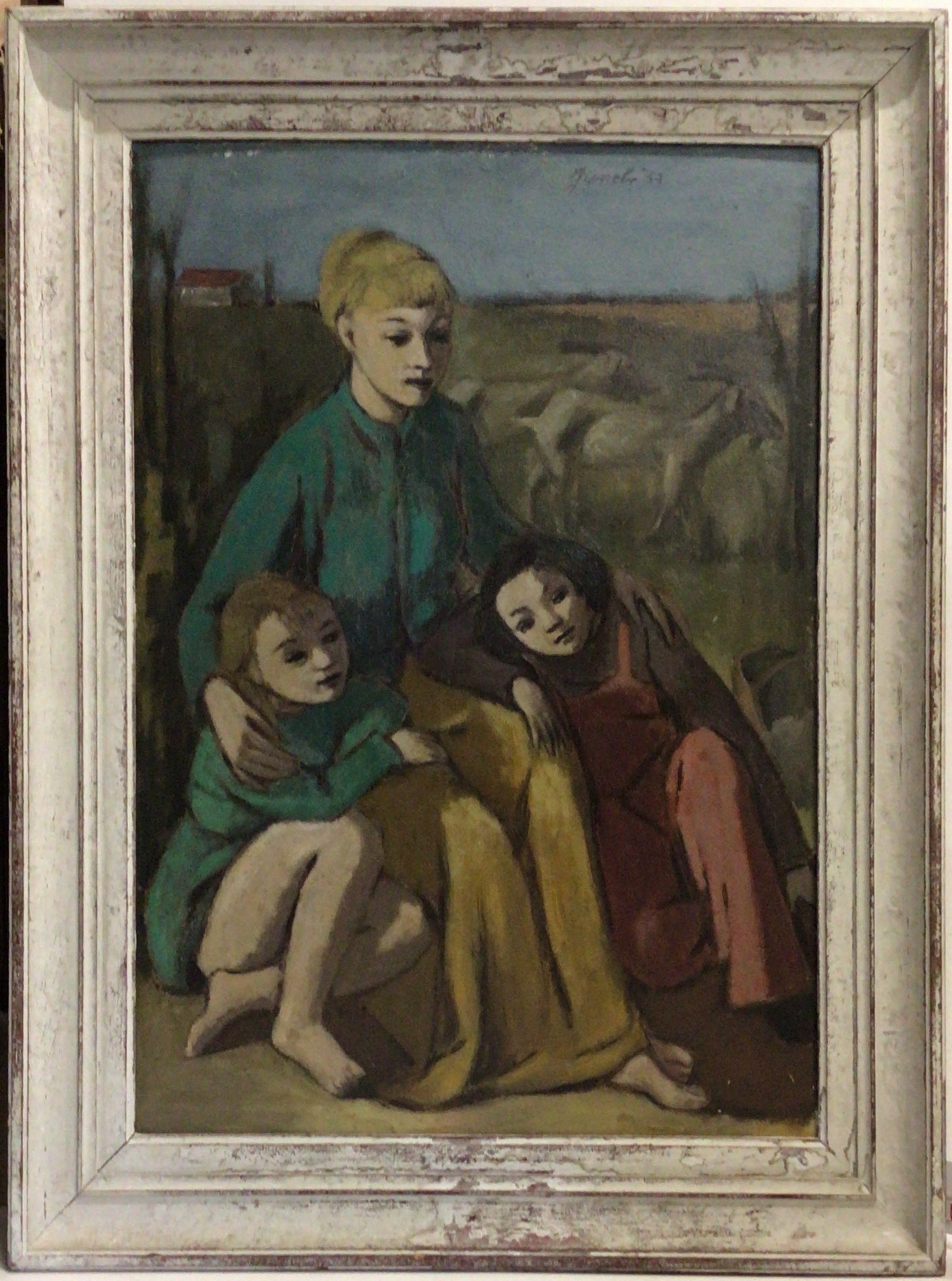La famille – pastorale 1957 – Huile, Panneau, 87x62 cm
