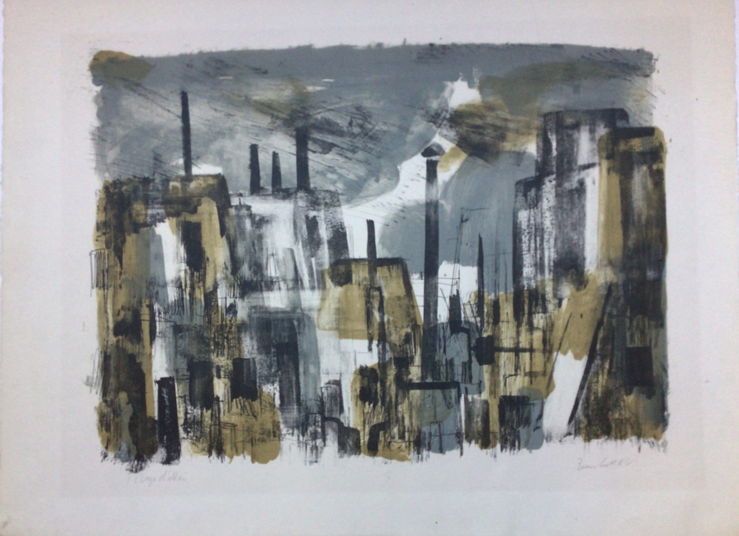 <i>Maisons et cheminées à Montparnasse</i>  – Lithographie, 45x56.5 cm